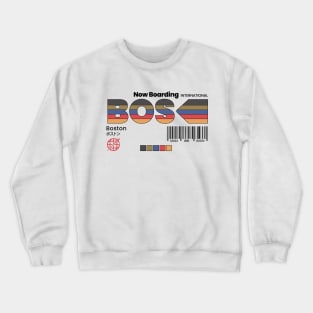 Vintage Boston BOS Airport Label Retro Travel Crewneck Sweatshirt